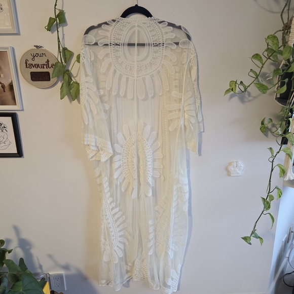 Vintage Cream Lace Swim Coverup - Picture 5 of 6